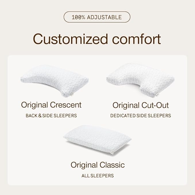 Coop Home Goods Original Cut-Out Adjustable Pillow, Queen Size Bed Pillows for Neck & Head Support, Memory Foam Pillows - Medium Firm for Side Sleeper, CertiPUR-US/GREENGUARD Gold