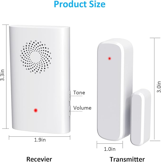 Wireless Door Chime, Door Open Sensor Alarm When Entry Business/Office/Store (500ft Range 51 Ringer Adjustable Volume) Home Alert Bell for Kid/Toddler Safety,2 Receiver +5 Sensor