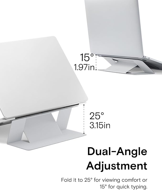 MOFT Laptop Stand for Desk, Adhesive MacBook Computer Stand with 2 Adjustable Viewing Angles, Foldable and Portable Laptop Riser Compatible with 11"-16" Laptops, Misty Cove