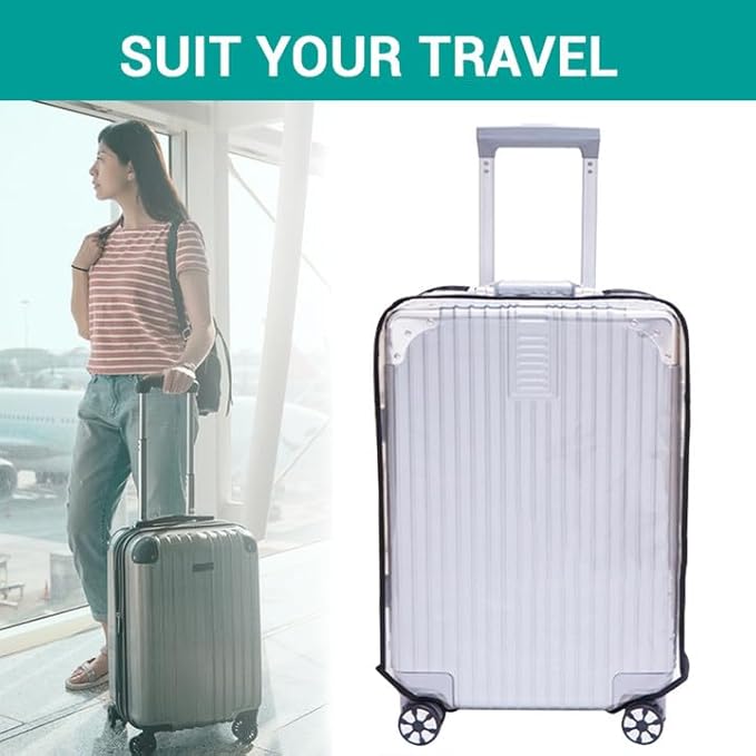 Clear Suitcase Cover - 20 24 26 28 30 Inch Waterproof PVC Suitcase Cover - Transparent Travel Suitcase Wrap - Protective Cover Case for Wheeled Luggage (30-Inch)