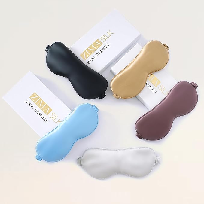 ZIMASILK Adjustable 100% 22 Momme Mulberry Silk Sleep Mask for Sleeping, Filled with Premium Mulberry Silk, Softest & Breathable Eye Sleeping Mask (Light Grey)