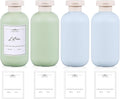 10 oz Plastic Travel Shampoo Bottles, Refillable Flip Cap Squeeze Bottles for Toiletries, Large Leakage-proof Travel Shampoo and Conditioner Container (Blue and Green)