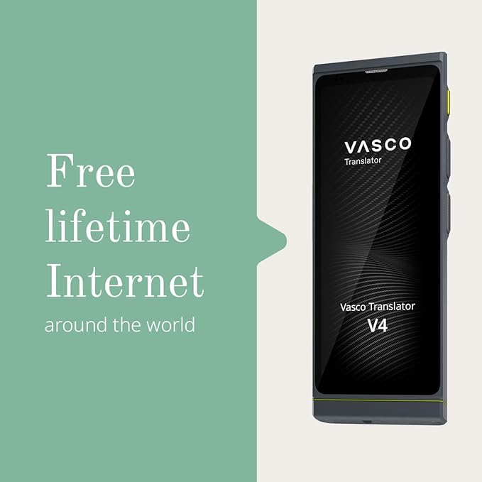 Vasco V4 Language Translator Device | 112 Languages | Free Lifetime Internet in Almost 200 Countries | Black Onyx