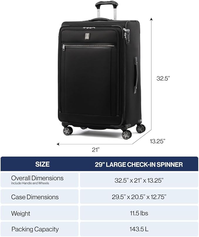 Travelpro Platinum Elite Softside Expandable Checked Luggage, 8 Wheel Spinner Large Suitcase, TSA Lock, Men and Women, Rich Espresso Brown, Checked Large 29-Inch