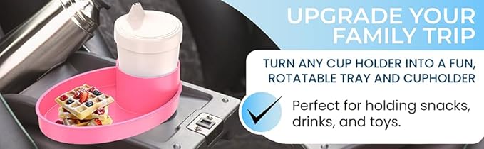 Complete Kids Travel Tray Kit - Easily Expands Cup Holder into 360° Cup & Travel Tray for Kids Car Seat, Booster, and Stroller - Toddler Road Trip Essentials Set Includes Coaster & Brush (Blue)