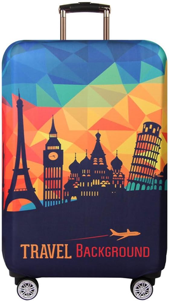 MosaiRudo Thicker Luggage Cover Elastic Suitcase Cover Protector Fits 18-32 Inch Suitcase Travel Accessories (Travel-4, L)