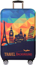 MosaiRudo Thicker Luggage Cover Elastic Suitcase Cover Protector Fits 18-32 Inch Suitcase Travel Accessories (Travel-4, XL)