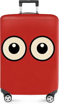 ANNA QUEEN Funny Cartoon Eyes Luggage Cover, Red Suitcase Protector with Cute Big Eyes Design, Travel Suitcase Cover for 20-22 Inch Luggage, Stretchable & Washable Spandex Travel Accessories