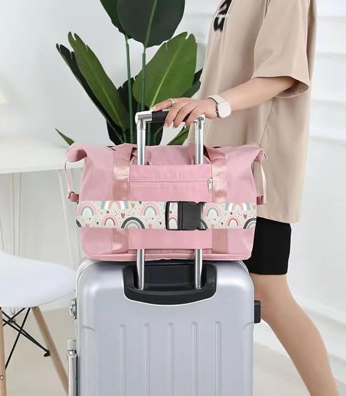 Luggage Straps for Suitcases Travel Belt Accessories, Cute Suitcase Strap, Adjustable Luggage Belt Strap, Heavy Duty with Quick-Release Buckle Luggage Strap Cute Boho Rainbows