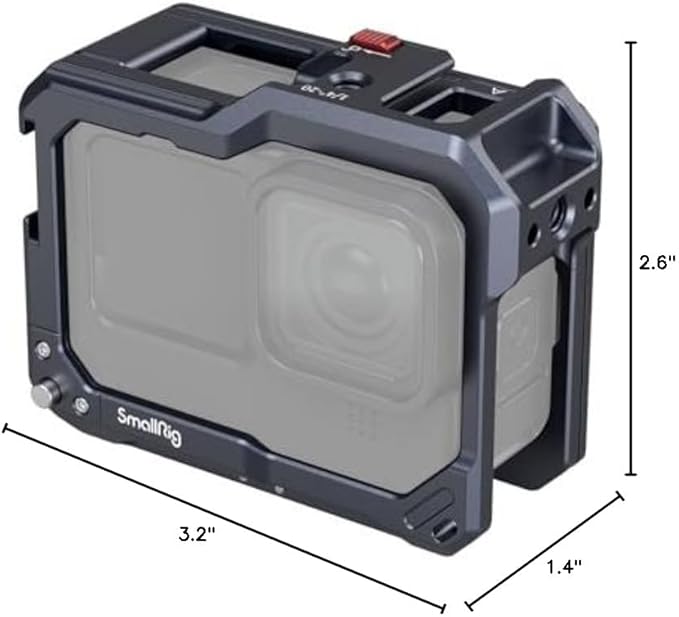 SMALLRIG Hero13 / Hero12 / Hero11 / Hero 10 / Hero 9 Black Cage for GoPro, Compatible with the Lens Filter Max Lens on Camera, with 2 Cold Shoe Mount for Microphone and Led Video Light - 3084C