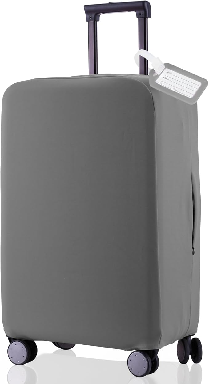Travel Luggage Cover Suitcase Protector Scratch-Resistant Fit 19-31 Inch Suitcase, Not Included Suitcase (Slate Gray, S(19-21 inch))