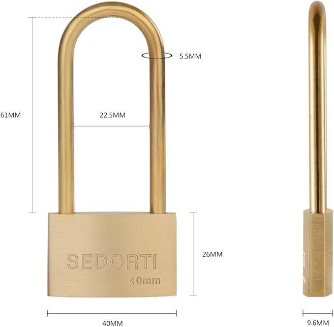 Weather Proof Locks with Same Key#31322, Solid Brass Keyed Alike Padlocks with Long Brass Shackle, Light Duty, 1-1/2" Wide Body, Marine Padlock, Anti Rust Lock, 24 Pack
