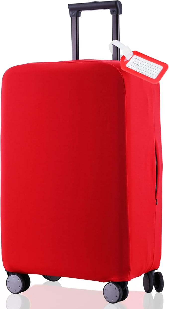 Travel Luggage Cover Suitcase Protector Scratch-Resistant Fit 19-31 Inch Suitcase, Not Included Suitcase (Red, SX(22-23 inch))