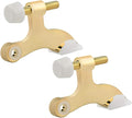 HOMOTEK 2 Pack Hinge Pin Bright Brass Door Stopper, Gold Door Stops, Adjustable Deluxe Heavy Duty Door Stopper 2-1/2"x1-3/4”,with White Rubber Bumper Tips