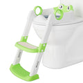 Potty Training Seat with Step Stool Ladder, Toddler Toilet Seat with PU Cushion, Adjustable 5-Level Height, Foldable Potty Training Toilet for Kids Boys Girls, Anti-Slip Pads Ladder