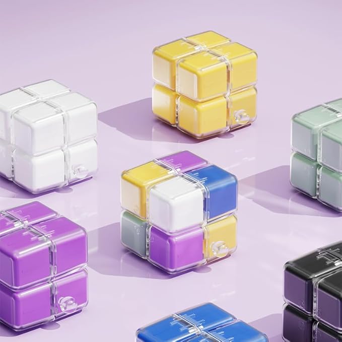 Travel Pill Organizer,Magnetic Cube Cute Pill Box,Pill Compact with 8 Compartment,Vitamin Cases Organizers 7 Day for Vitamins & Supplements (Purple)