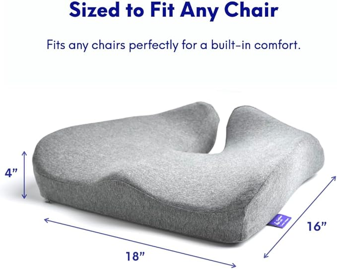 C CUSHION LAB Patented Pressure Relief Seat Cushion for Long Sitting Hours on Office/Home Chair, Car, Wheelchair - Extra-Dense Memory Foam for Hip, Tailbone, Coccyx, Sciatica - Wellness Green