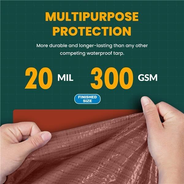 Tarp Cover Brown/Black Heavy Duty 20 Mill Thick Material, Waterproof 12'X12' Great for Tarpaulin Canopy Tent, Boat, RV Or Pool Cover! by Trademark Supplies (Poly Tarp 12X12, Ultra Thick)
