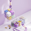 Travel Pill Organizer,Magnetic Cube Cute Pill Box,Pill Compact with 8 Compartment,Vitamin Cases Organizers 7 Day for Vitamins & Supplements (Purple)