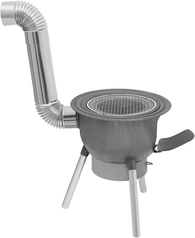 Camping Stove, Wood Burning Stove, Portable Grill Barbecue Cooking Grate and Cooktop with 3 Size Stove Rings, Multi-Functional Firewood Stove for Outdoor, Fishing, Hiking