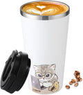 Funkrin Insulated Coffee Mug with Ceramic Coating, 16oz Iced Coffee Tumbler Cup with Flip Lid and Handle, Double Wall Vacuum Leak-Proof Travel Mug for Office School Party Camping