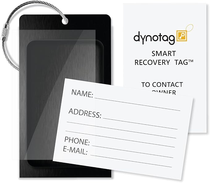 Dynotag® Web Enabled Smart Aluminum Convertible Luggage ID Tag + Braided Steel Loop, with DynoIQ™ & Lifetime Recovery Service (Emerald Green)
