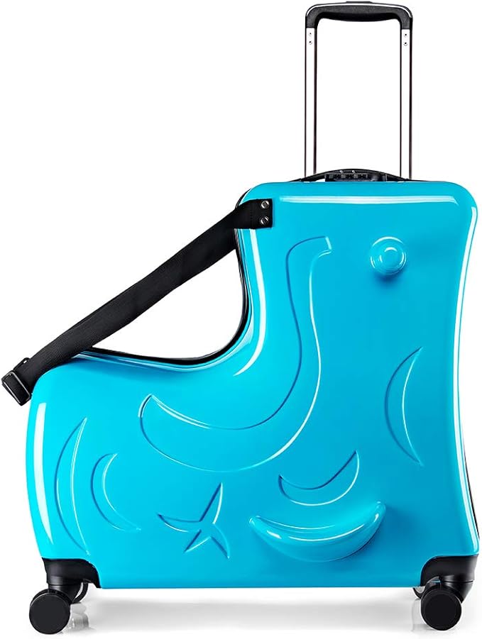 N-A Kids Ride On Suitcase with Wheels, Scooter Luggage for Toddlers Travel, Durable Children's Suitcase for Boys & Girls Ages 2-13 Years