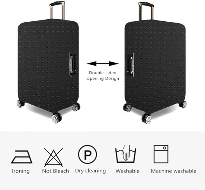 7-mi Water Resistant Print Trolley Case, Black, Size L: Fit 28-30 Inch Luggage