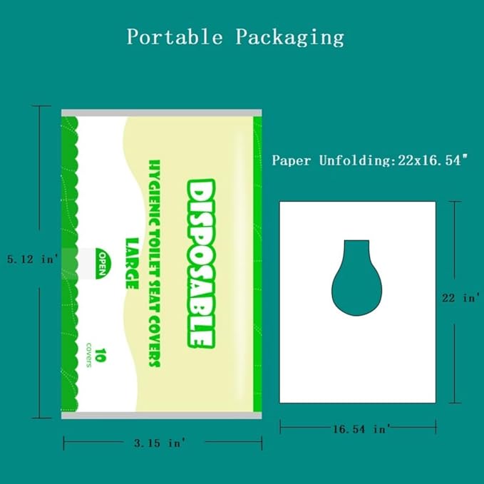 Toilet Seat Cover Paper Flushable (40 Pcs) ，Thickening, Enlarging- Flushable - 22x16.54" (Half-Fold)