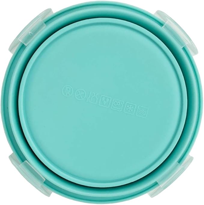 Collapsible Bowl Silicone Collapsible Container Food Storage Containers Collapsible Camping Bowl for Travel Camping Hiking with Airtight Plastic Lids and 2Pack Silicone Dish Sponges- Blue, 1200ml