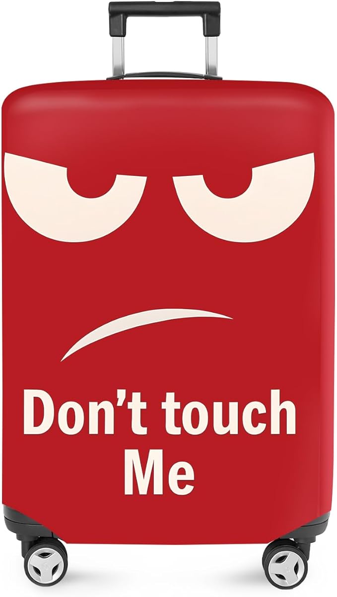 ANNA QUEEN Funny Luggage Cover, Don't Touch Me Red Face Design, Stretchable, Washable Travel Protector for 28-30 Inch Luggage
