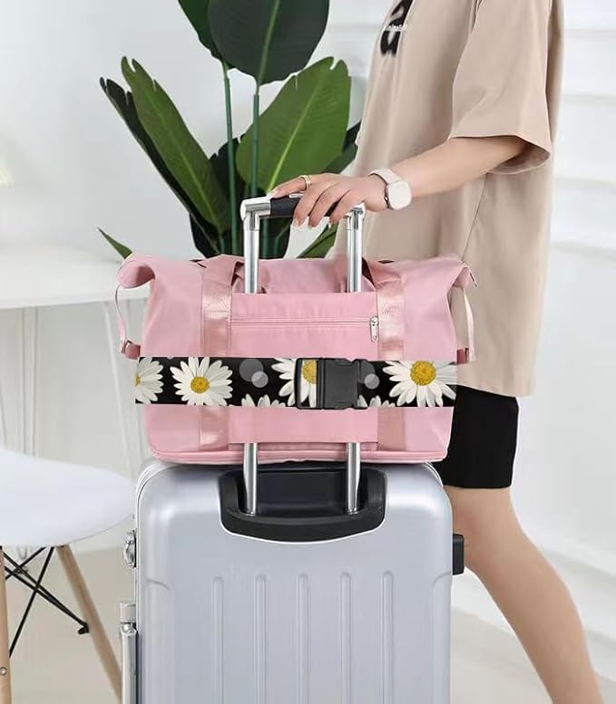 Luggage Straps for Suitcases Travel Belt Accessories, Cute Suitcase Strap, Adjustable Luggage Belt Strap, Heavy Duty with Quick-Release Buckle Luggage Strap Cute Daisy