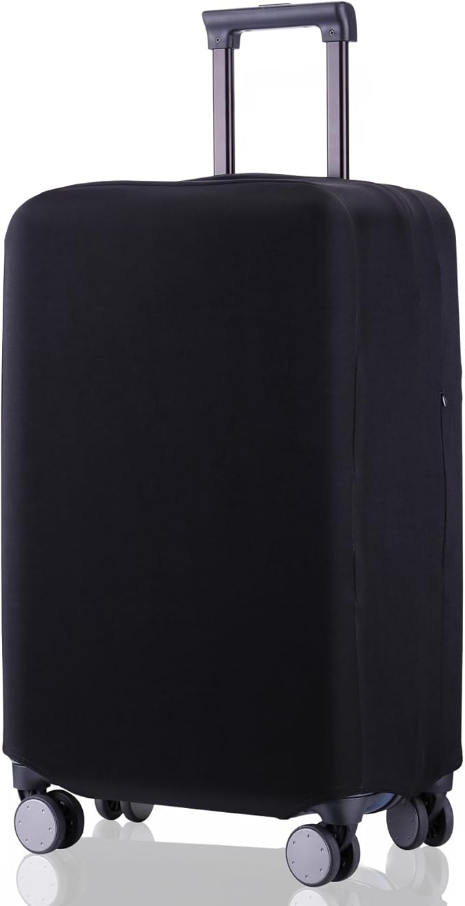 Travel Luggage Cover Suitcase Protector Scratch-Resistant Fit 19-31 Inch Suitcase, Not Included Suitcase (Black, XL(28-29inch))