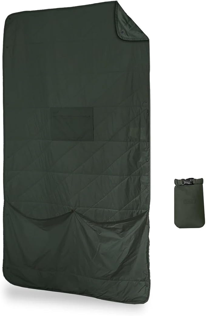 Gravel Layover Blanket – Compact, Warm Down Alternative with Travel Pouch (Spruce)