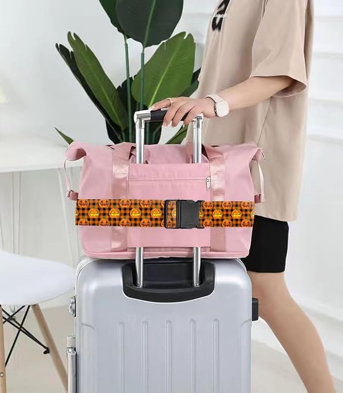 Luggage Straps for Suitcases Travel Belt Accessories, Cute Suitcase Strap, Adjustable Luggage Belt Strap, Heavy Duty with Quick-Release Buckle Luggage Strap Red Pumpkin