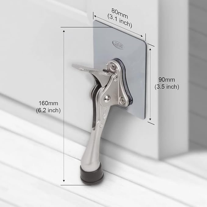 One-Touch Doorstop Adhesive Bracket (Black, 4inch x 1pack)
