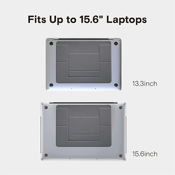 MOFT Laptop Stand for Desk, Stick-On Computer Stand with Dual-Angle, Ergonomic Laptop Riser Holder for Travel, Foldable & Portable MacBook Stand Fits 11.6"-16" Laptops, Silver (Adhesive Version)