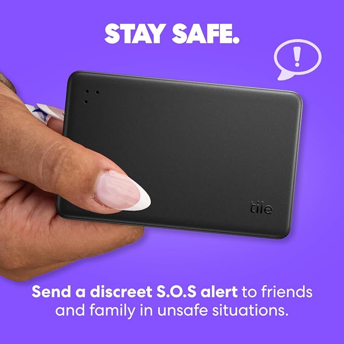 Tile by Life360 Slim - Wallet Finder, Bluetooth Tracker and Item Locator for Luggage Tags, Passports and More. Both iOS and Android Compatible. Phone Finder. 2-Pack (Black)