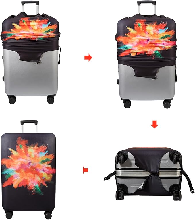 WUJIAONIAO Travel Luggage Cover Baggage Suitcase Cover Protector Skins 18-32 Inch (Graffiti, XL (for 29-32 inch luggage))