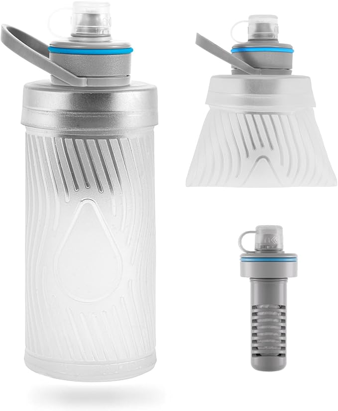 Collapsible Water Bottle with Filter for Travel,Portable Water Filter Camping,Water Purifier Bottle for Camping Hiking Cycling Outdoor Sports