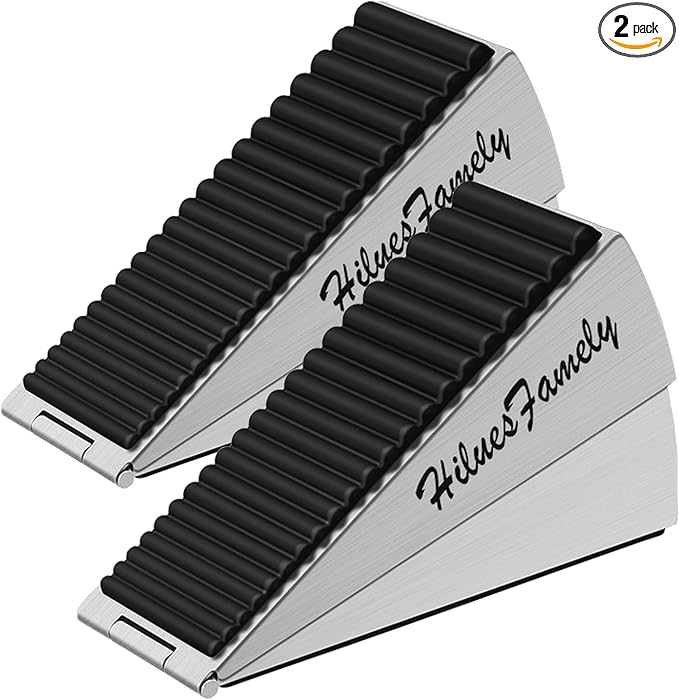 Spring Large Door Stopper - 2 Pack Heavy Duty Door Stopper Wedge, Tall Door Stoppers for Bottom of Doors, Door Stop Rubber Strong Grip, 3 Inche High Metal Doorstop Suits Any Heavy Door