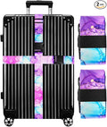 Luggage Straps for Suitcases TSA Approved-2 Pack Bright Personalized Luggage Belt Strap for Suitcase/Carry On Bag Luggage Accessories for Travel (Blue Marble)