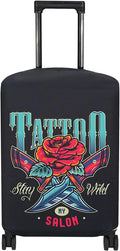 Explore Land Travel Luggage Cover Suitcase Protector Fits 27-30 Inch Case (Blade Rose, L)
