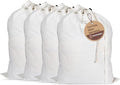 LFH Home Cotton Canvas Large Laundry Bag with Handle, Heavy Duty Drawstring Closure Washable Laundry Bags, School Travel, Home, Hotel, College Dorm, Organizer Sack, Toy Clothes 28x40 (Pack of 4)-White