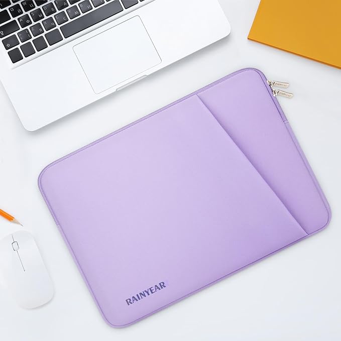 RAINYEAR Laptop Sleeve Case with Front Pocket, 15.6 Inch Protective Portable Case with Front Pocket, Briefcase Laptop Carrying Bag Cover Compatible for HP, Dell, Asus, Lenovo, Notebook, Purple