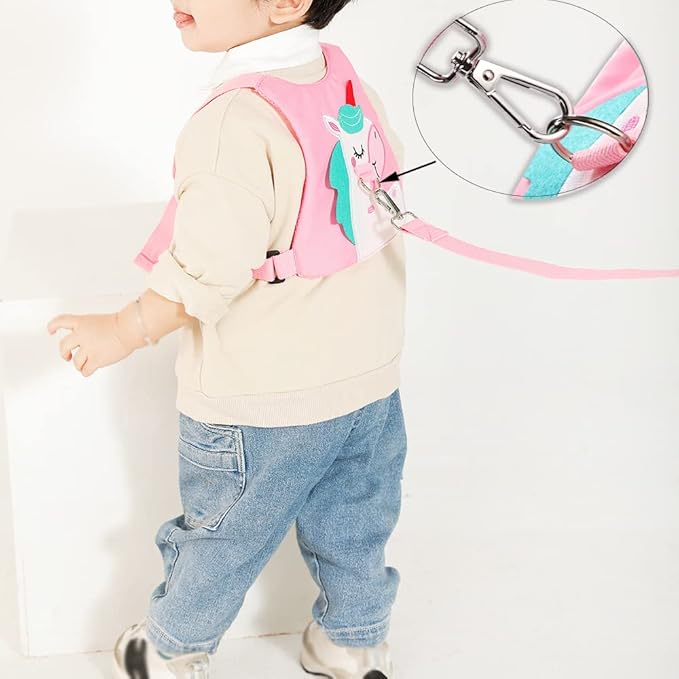 Toddler Leash-Baby Walking Safty Harness and Child Anti Lost Wrist Link for Girls/Boys Travel (Pink)