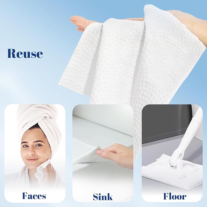 ITO Disposable Face Towel, Ultra-Soft 1-Second Quick-Dry Face Towels, Gentle for Sensitive Dry Oily Skin, Facial Towels for Daily Cleansing Makeup Removal (180 Count (Pack of 3))