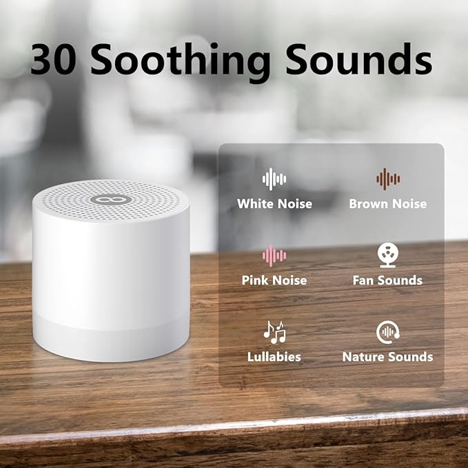 Portable Baby Sound Machine Mini White Noise Machine with 30 Soothing Sounds for Newborn Kids Adults Rechargeable Sleep Brown Noise Machine 4 Timers Memory Function for Travel Camping Home Office