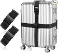 2Pcs Luggage Straps for Suitcase Travel Accessories TSA Approved, 80In Long Belts to Keep Your Suitcase Secure, Adjustable Bag Straps with Quick-Release Buckle for Travel Bag Closure, Black