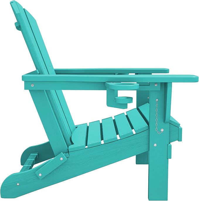 SERWALL Adirondack Chair with Cup Holders - Composite Adirondack Chairs Set of 6 HDPE Outdoor Chairs All Weather Use- Aruba